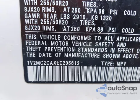 2020 Volkswagen Atlas Cross Sport 2.0T Sel/2.0T Sel Premium/2.0T Sel Premium R-Line/2.0T Sel R-Line from USA, damaged, VIN 1V2MC2CAXLC205612